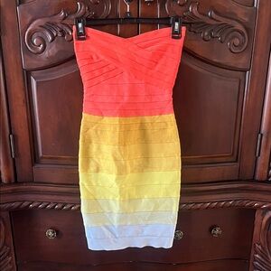 Colorful Strapless Gradient Dress